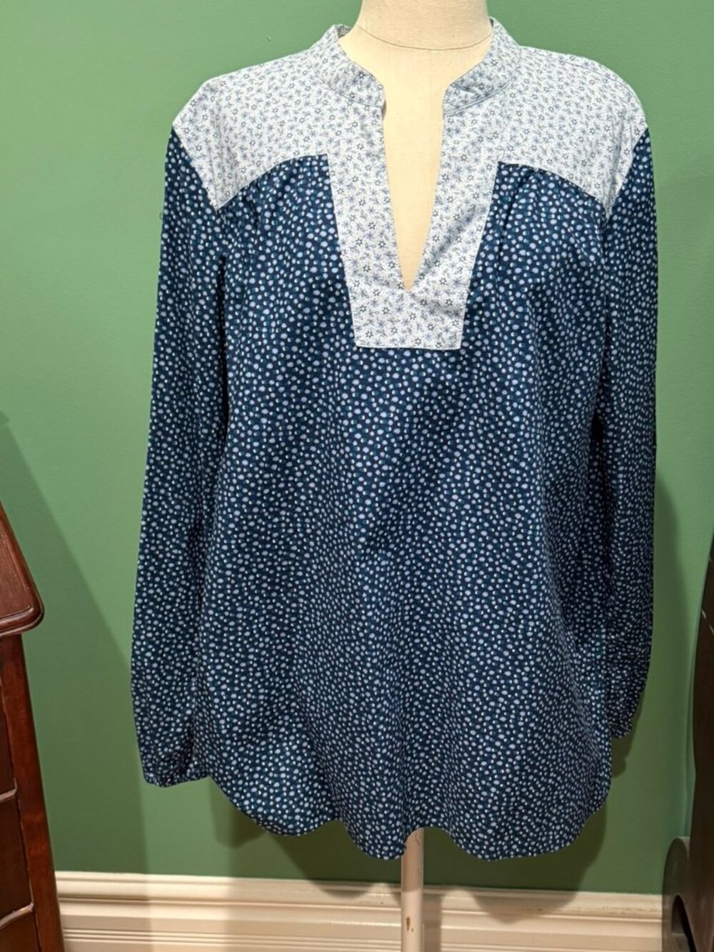 NWOT Lands End Cotton Peasant Style Shirt Sz XL
